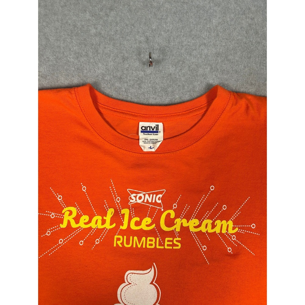 Sonic Drive-In Real Ice Cream Rumbles‎ Graphic Tee Orange Promo Size L - Picture 2 of 7